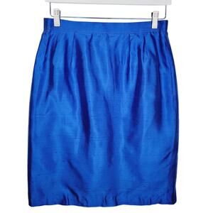 Carlisle 100% Silk Cobalt Blue Pencil Skirt - Size 6
